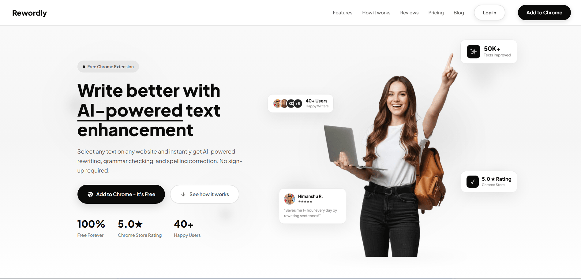 Rewordly marketing website homepage